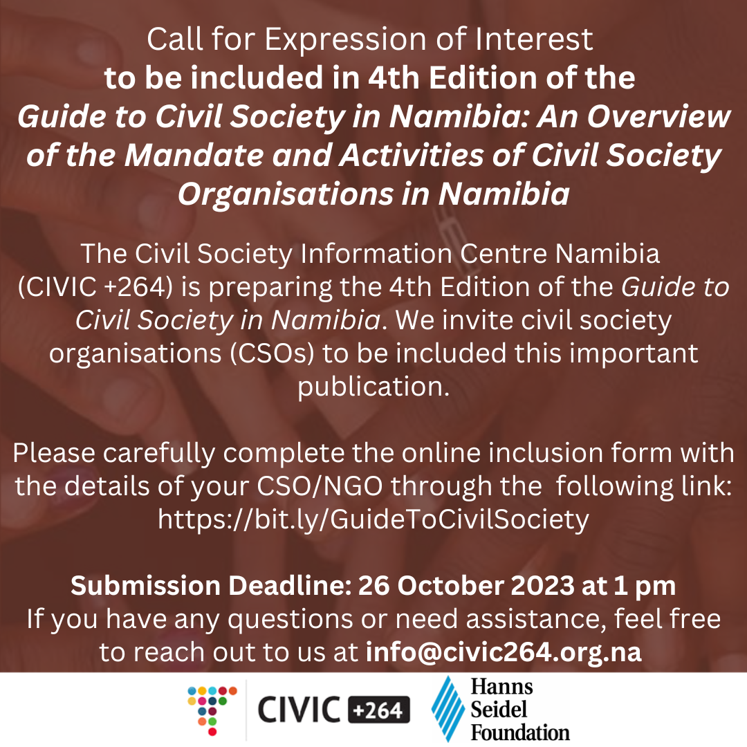 CIVIC 264 Activity 2023 10 31 Guide to Civil Society in Namibia Poster BT