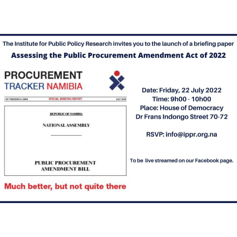 IPPR - INVITATION: Launch of the Briefing Paper on 'Assessing the Public Procurement Act of 2022' - 22 July 2022