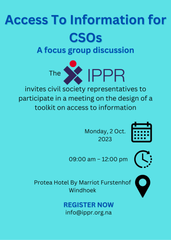 IPPR INVITATION - Access To Information for CSOs: A focus group discussion - 2 October 2023