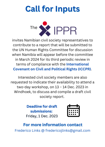 IPPR - Call for Inputs: International Covenant on Civil and Political Rights (ICCPR) - 1 December 2023