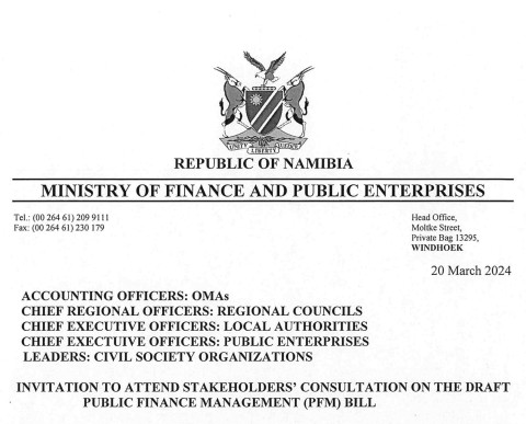Invitation to Stakeholder Consultation & Request for Comments on the Draft Public Finance Management Bill, Ministry of Finance